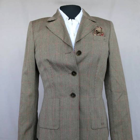 PRISTINE VINTAGE Evan Picone CLASSIC Brown Glen Plaid Blazer w/ Pocket Hanky - Picture 1 of 10